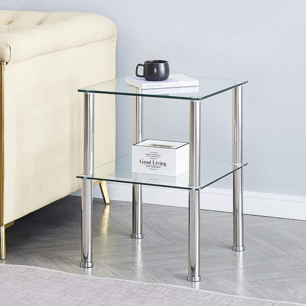 Glass Coffee Table Set of 3, Modern Clear Transparent Living Room Tables, Cof...