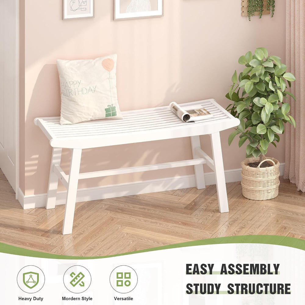 Bamboo Dining Bench Indoor Long Bench Sturdy & Comfortable Indoor Storage...