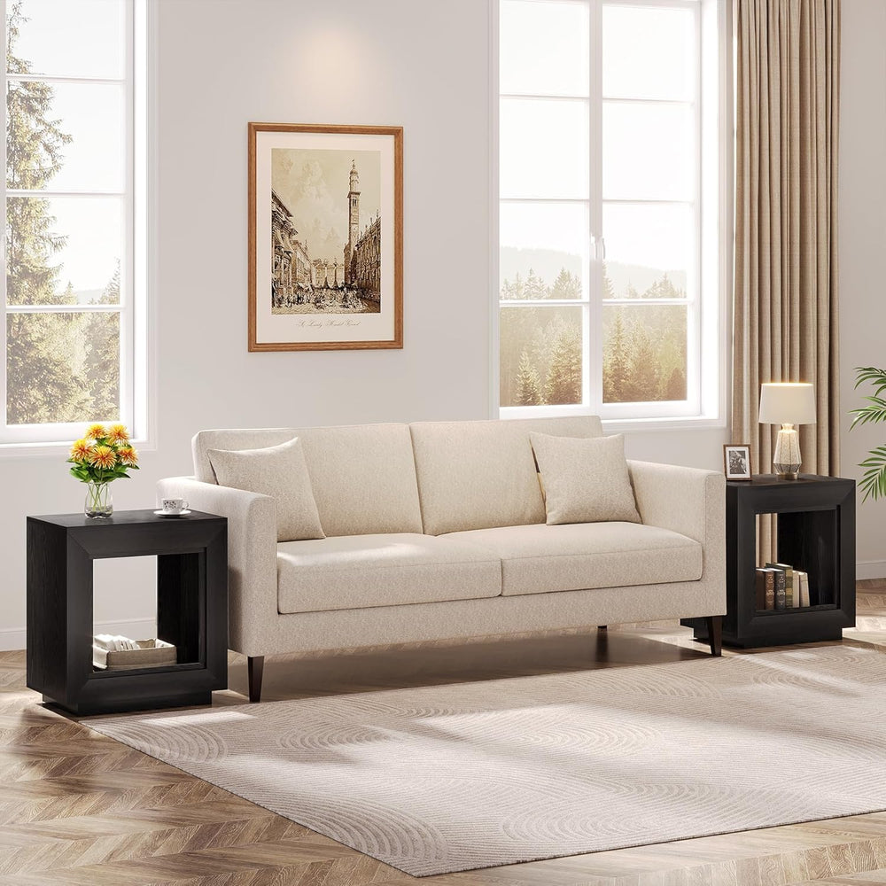 Tribesigns Rustic Brown End Table, 24" Side Table with Storage Shelf, Fa...