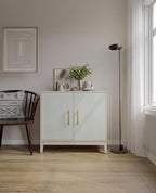 Sango Shagreen 2-Door Cabinet, Natural Finish Storage Cabinet with Faux Shagreen Texture, Brass Handle, Adjustable Shelf, Timeless Luxury Design, Versatile Furniture for Living Room or Dining Room