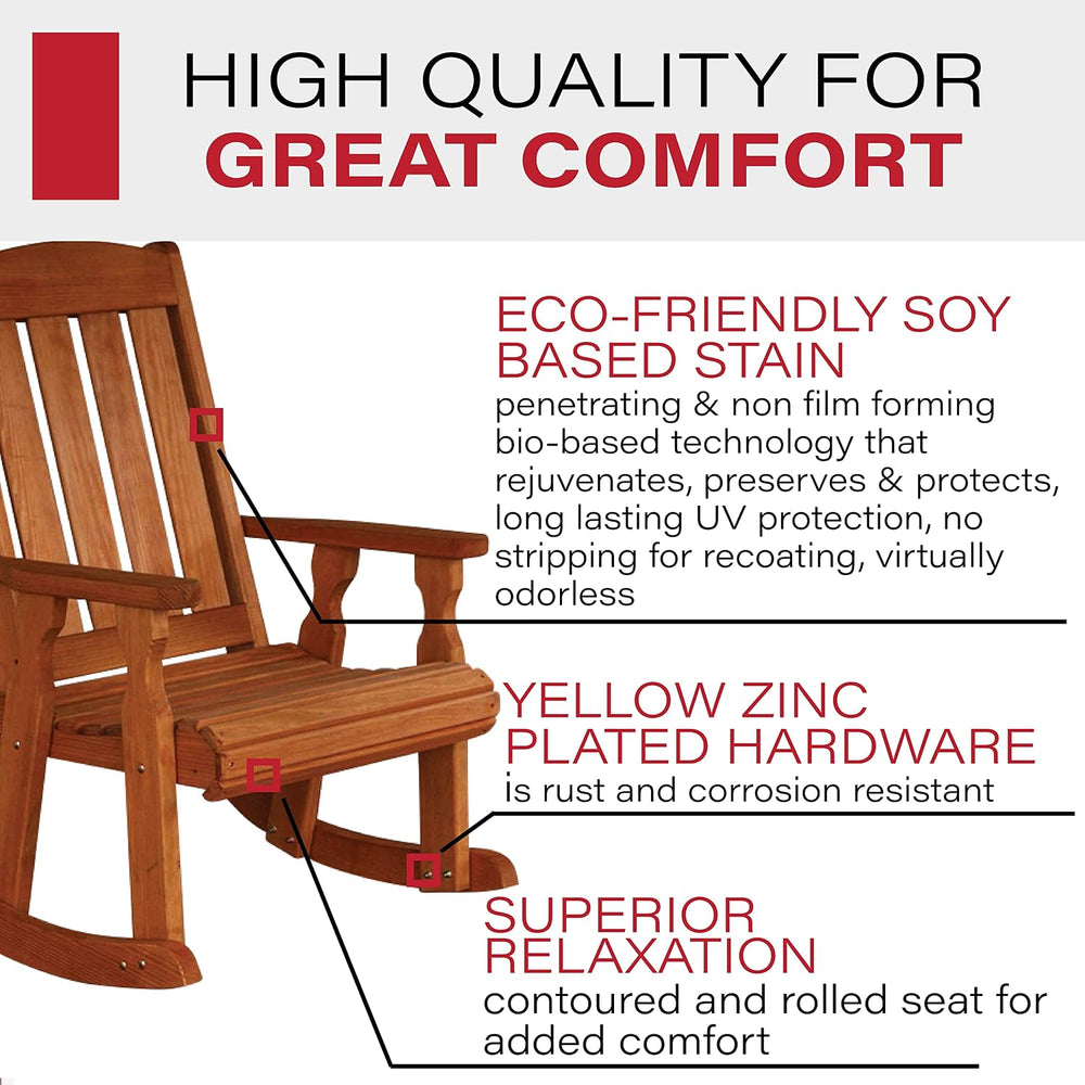 Amish Heavy Duty Mission Pressure Treated Outdoor Rocking Chair (Cedar Stain)...