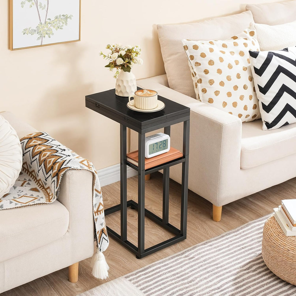 HOOBRO Side Table, Round End Accent Table with Sturdy Metal Pedestal, C Shape...
