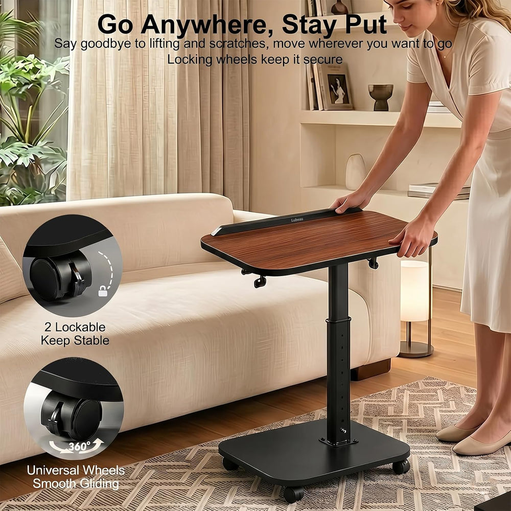 C Table End Table Adjustable Height, Rolling TV Tray Table for Small Spaces 1...