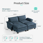LINSY HOME Modular Sectional Sofa - Oversized Corduroy Cloud Couch with Movable Ottoman Soft Modern Comfy Sofa Set for Living Room Apartment Office, Blue