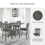 Signature Design by Ashley Hallanden Modern Farmhouse 25.75" Counter Height Upholstered Barstool, Set of 2, Dark Gray