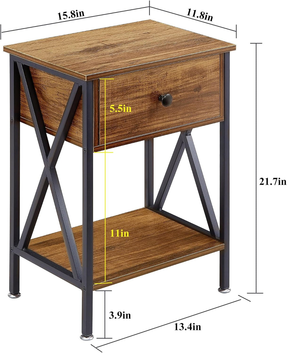 VECELO Nightstands Set of 2, Modern Bedside End Tables, Night Stands with Dra...