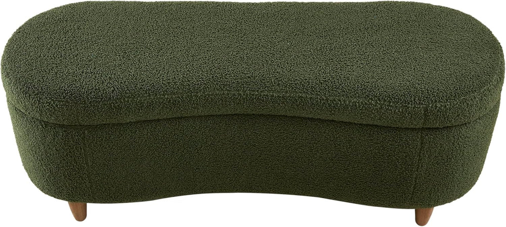 Bailey Boucle-Style Curved Storage Accent Bench