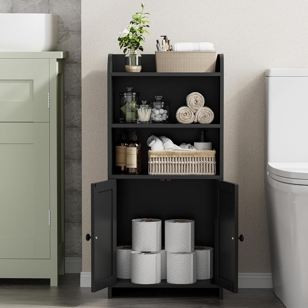 Homhedy Small Bathroom Storage Cabinet, Freestanding Toilet Paper Storage wit...