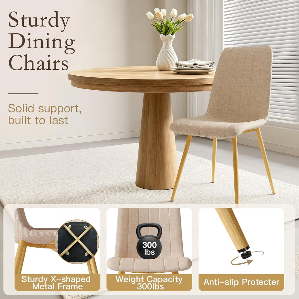 High Back Upholstered Dining Chairs Set of 4, Beige