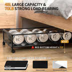 Under Bed Storage with Wheels, XXL Larger Under Bed Storage Containers with Clear Lids, 31'' Lengthen Under Bed Shoe Organizer for Shoes Clothes(Black 2 Pack, XXL(31"x16.6"x7.48"))