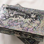 Mother of Pearl Jewelry Organizer box - Handmade Large Wooden Box Romantic Anniversary Birthday Gifts for women (Crane)