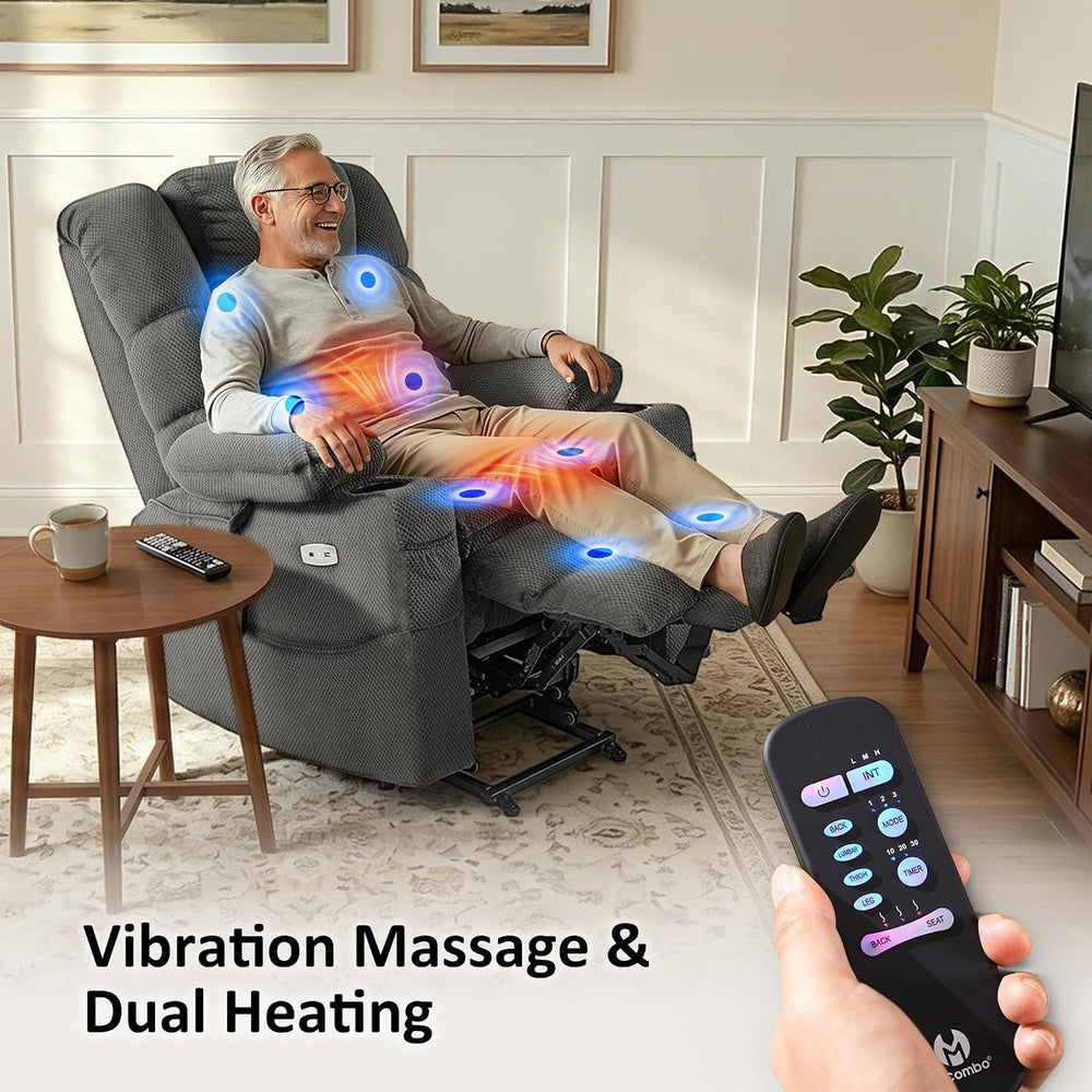 MCombo Triple Motor Lay Flat Power Lift Recliner Chair for Tall Elderly, Infi...