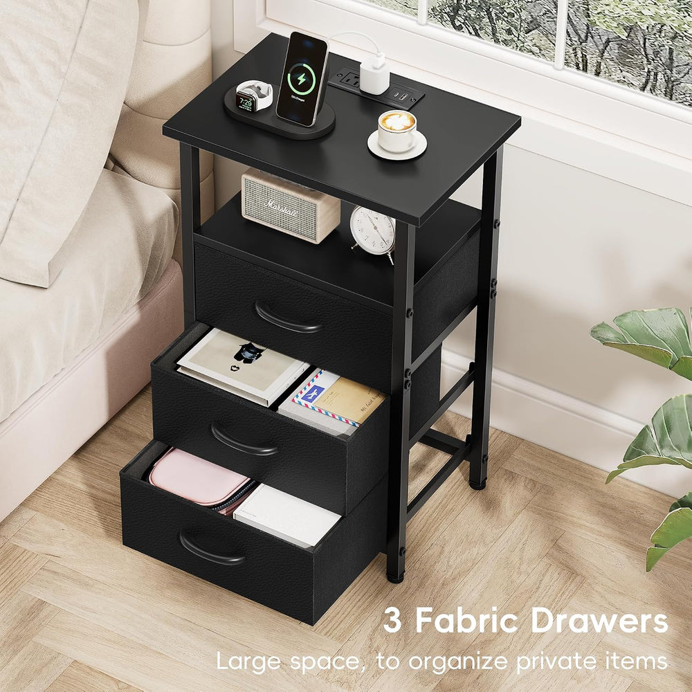 Vagusicc Night Stand Set 2 with Charging Station, LED Nightstand for Bedroom,...