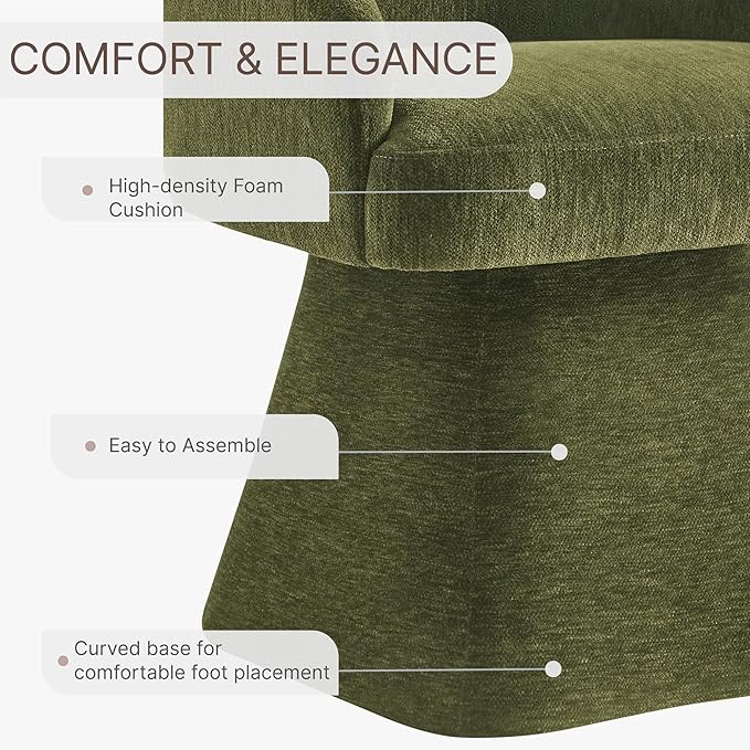 Swivel Dining Chairs Set of 4, Mid Century Modern Chairs Fabric Upholstered Armchair with Armrest & Ergonomic Backrest for Dining Room, Kitchen, Bedroom, Living Room, Green, 4 Boxs