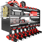 Power Tool Organizer Wall Mount, Metal 4 Layer Heavy Duty Metal Power Tool Storage Rack, Garage Drills Storage Shelves with Screwdriver Holder Plier Holder (Black, 8 Drills Holder)
