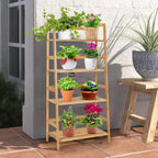 Giantex Ladder Shelf, 4 Tier Bamboo Ladder Bookshelf, 48’’ Tall Freestanding Bookcase Storage Rack Plant Stand for Living Room, Balcony, Office, Bedroom, Farmhouse Wooden Ladder Bookshelf, Natural