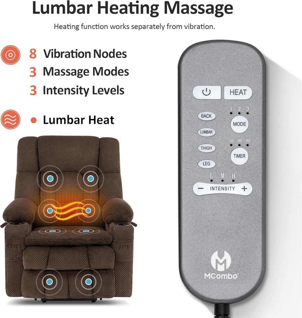 MCombo Dual Motor Power Lift Recliner Chair with Massage and Heat for Elderly...