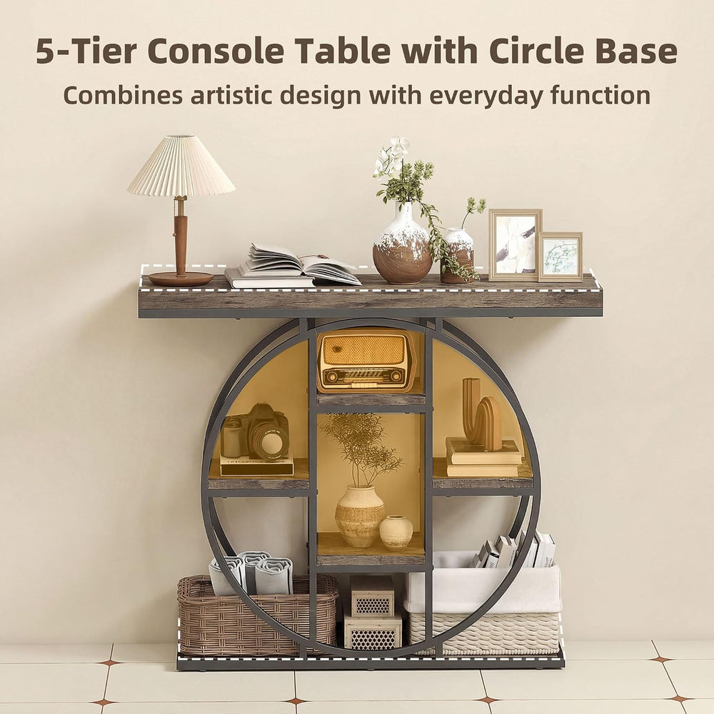 HOMCOM Entryway Table, 39.4" Console Sofa Table with Storage Shelves and...