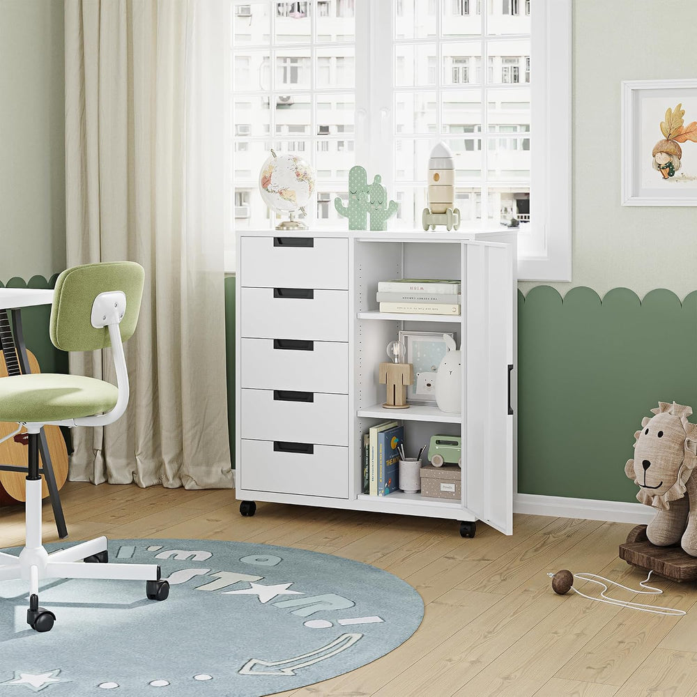Letaya 5 Drawer Storage Cabinet, Mobile Printer Stand for Home Office,Dresser...
