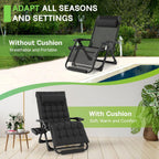 Oversized Zero Gravity Chair, 33In XXL 500LBS with Cushion | Anti Gravity Recliner Lounge Chair with Aluminum Alloy Lock & Footrest, 90-170° Adjustable, for Lawn Patio Indoor Outdoor