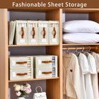 Bed Sheet Organizers and Storage, 8 Pack Linen Closet Organizers, Foldable Bedding Storage for Queen or King Size Bedsheets, Duvet Covers and Pillows