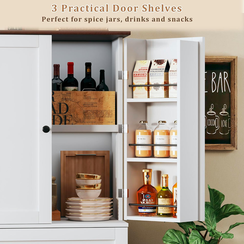 HUAHUU 71" Kitchen Pantry Cabinet with 6 Door Shelves, Tall Pantry Stora...