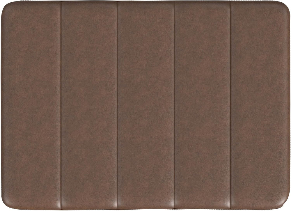HomePop 22" Theodore Channel Tufted Ottoman - Brown Faux Leather