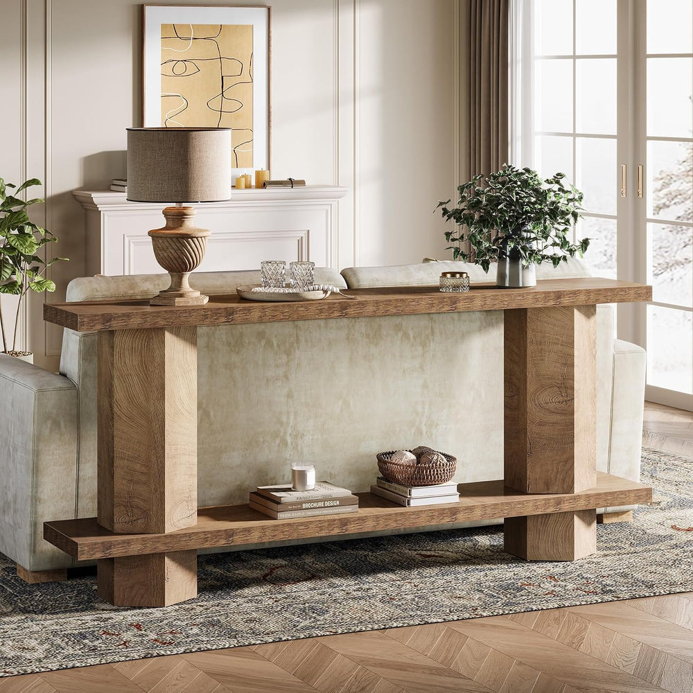 Tribesigns 71-Inch Long Console Table for Entryway, Wooden Sofa Table Behind ...