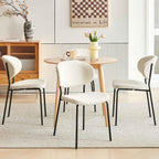 35'' Round Dining Table Set for 4 with Chairs, Mid Century Modern Round Kitchen Table and Chairs Set for Small Space, Compact Dining Table for Apartment Breakfast Nook - White