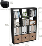 Cube Storage Organizer Bookcase, Decorative 11 inch Open Back Cubical Shelf with Thickened Border, Display Bookshelf for Living Room, Home Office, Sturdy Room (Black, 12 Cube)