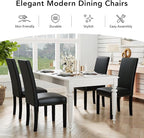 LSSPAID Dining Chairs Set of 2, PU Leather Upholstered Dining Room Chairs with Nailhead Trim and Solid Wood Legs for Home and Kitchen, Black