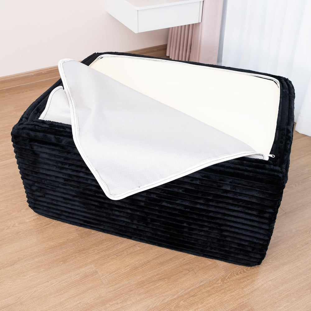 37.4" Plush Corduroy Ottoman, Upholstered Cloud Ottoman for Couch in a B...