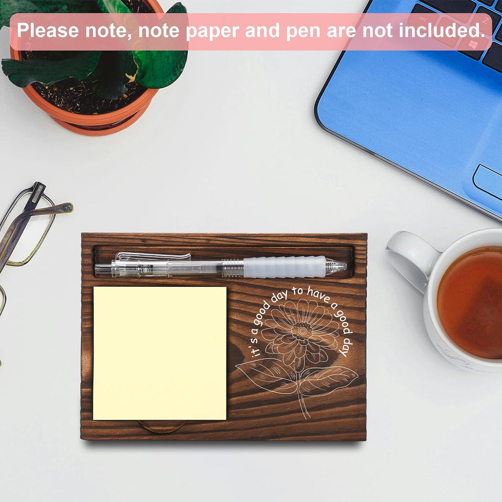 Motivational Gifts, Inspirational Gifts, Positive Gifts, Encouraging Gifts, Sticky Note Holder, Post-it Note Dispenser for Desk, Wooden Post-it Note & Pen Holder 6.5" x 4.7" - FTA119