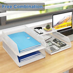 Natwind 3-Tier Stackable Paper Tray, Metal Mesh Desktop Organizer, Paper Sorter, Letter Trays,File Document Storage Rack for for Home, Office, School (White)