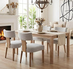 Mid Century Modern Dining Chairs Set of 4, Upholstered Wooden Dining Room Chairs, Farmhouse Kitchen Chairs, Accent Armless Side Chairs with Curved Back for Living Room, Grey Linen, 4PCS