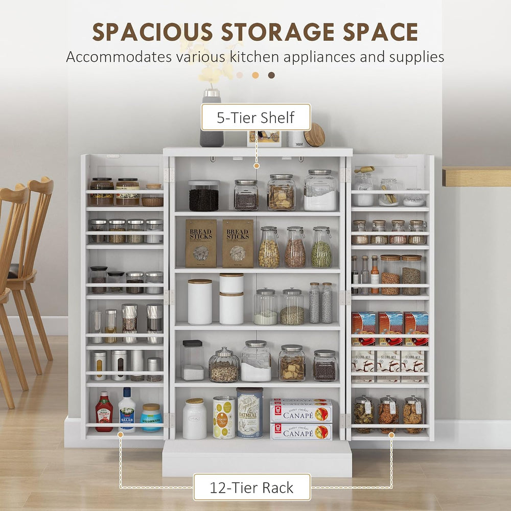 Anwick 5-Tier Kitchen Pantry Cabinet,Freestanding Buffet Cupboard with Doors ...