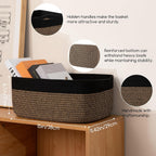Storage Baskets for Organizing 3 Pack, Woven Baskets for Shelves, Closet Organizer Bins Empty Gift Basket Toy Storage for Toys, Books, Towels, Clothes, 15"x11.42"x6.7", Black & Yellow
