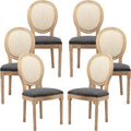 French Country Dining Chairs Set of 6, Gray Kitchen & Dining Room Chairs Set of 6, Rattan Dining Chairs, Cane Back, Wood Legs, Sillas De Comedor (Rattan, Grey, 6Pcs)