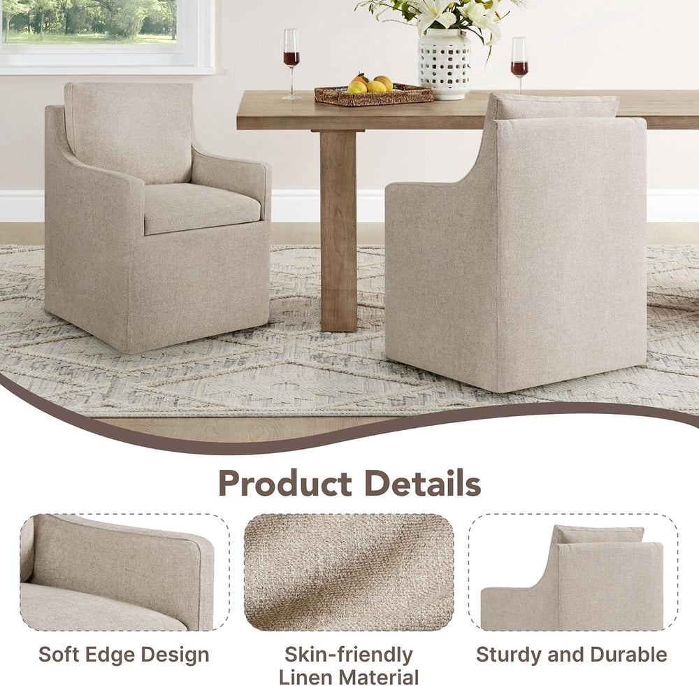 KISLOT Upholstered Dining Chairs Set of 1 with Washable Cover, Khaki | Modern...