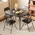 VINGLI 5-Piece Padded Folding Card Table and Chairs Set, Black