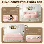 Convertible Folding Sofa Bed, 2-in-1 Full Size Floor Boneless Couch Bed, Corduroy Loveseat sleeper Couch Floor Sofa, Memory Foam Sleeper SofaBed, Small couches for small spaces, No Assembly, Baby Pink