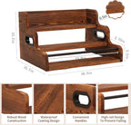 3-Tier Wood Bottle Display Shelf, Countertop Liquor Organizer, Rustic Brown
