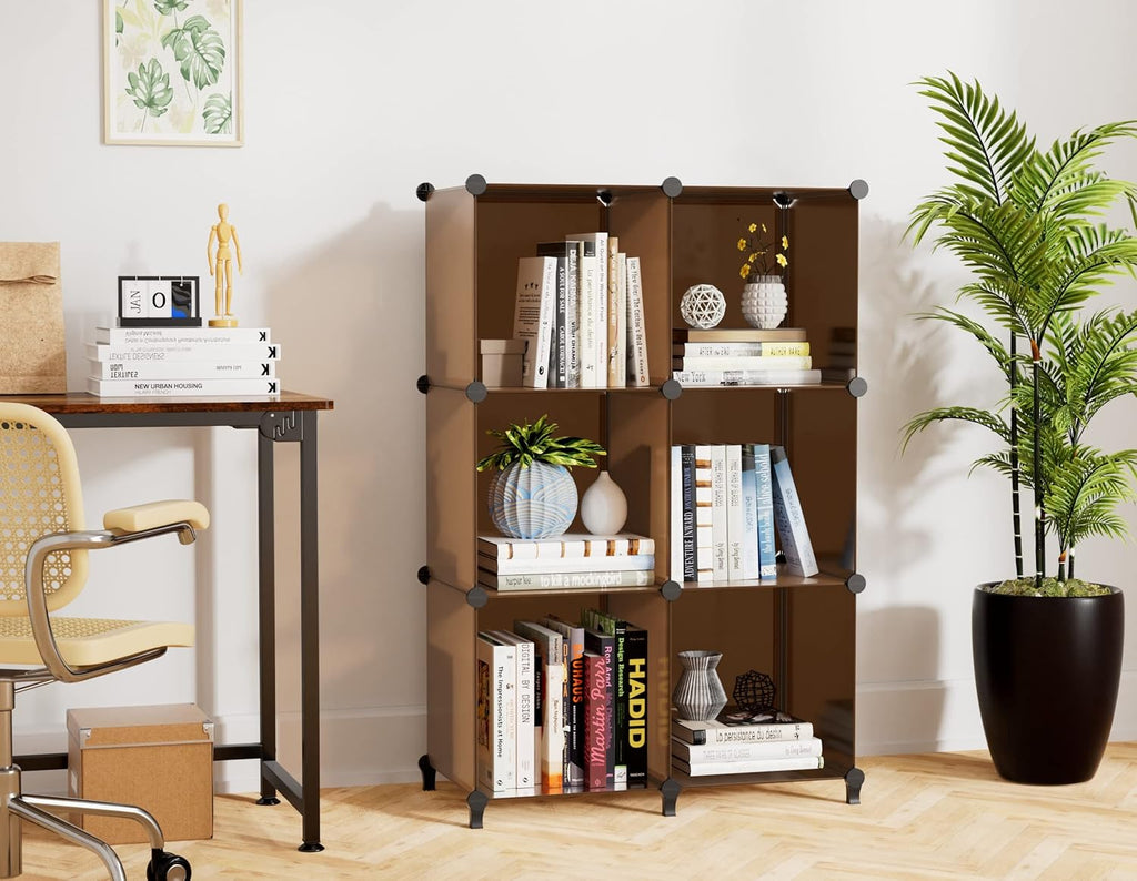 6-Cube Storage Organizer, Closet Organizer Storage Shelf Bookcase Bookshelf with Metal Hammer, Storage Cubes Organizer Cabinet for Kids, Closet, Bedroom, Bathroom, (11.8x11.8x11.8 inch)