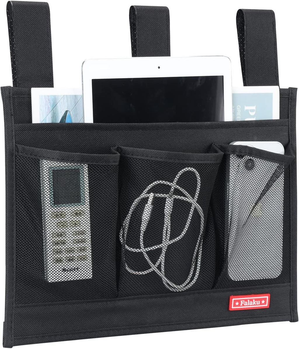 Hanging Bedside Caddy,Bedside Organizer Caddy for Bed Rails(4 Pockets-Black)