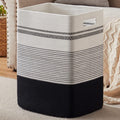 Laundry Hamper, Large Woven Rope Tall Laundry Basket with Handles, 22" X 17" X 13", Decorative Storage Basket for Clothes and Blankets in Living room, Bedroom, Black& White