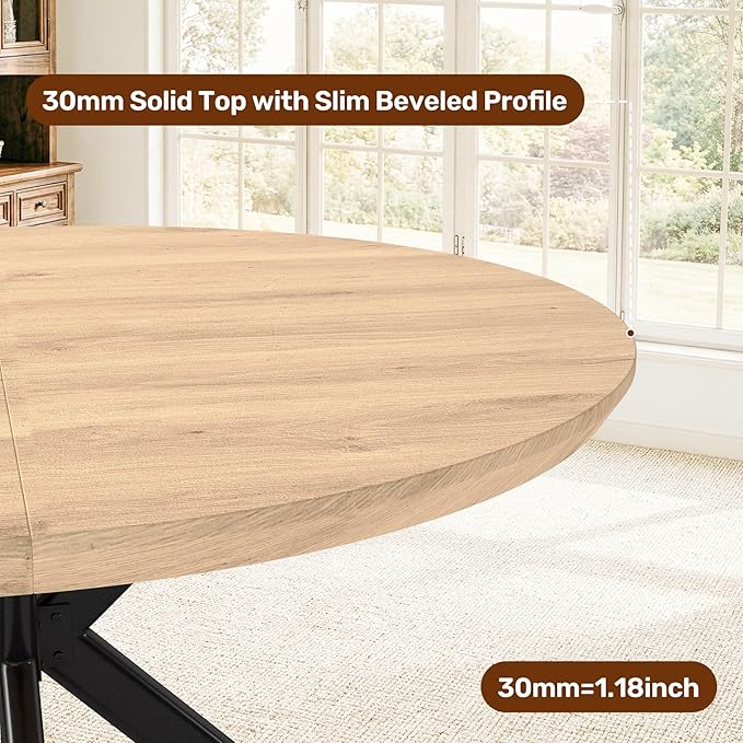 47.2" 5-Piece Round Dining Table Set for 4, Modern Wood Dining Table wit...