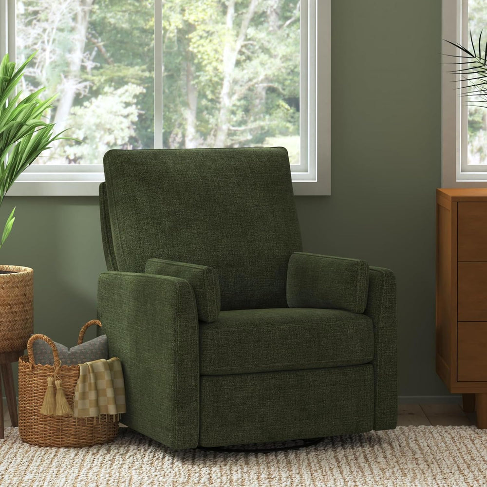 Carter's by Davinci Ethan Swivel Recliner in Performance Forest Green Lin...