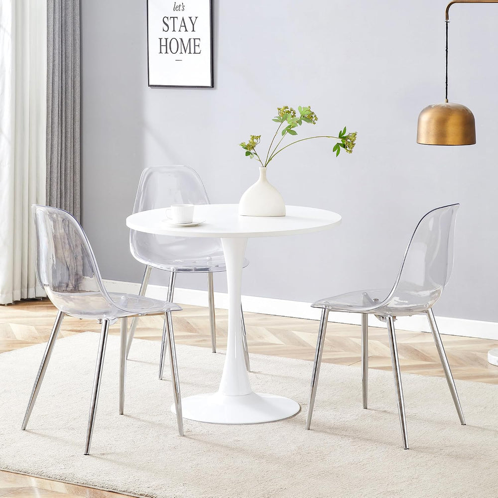 Clear Acrylic Dining Chairs Set of 4, Armless Modern Side Chairs with Transpa...