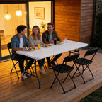 6ft Folding Table, Foldable Picnic Table Portable Table for Indoor Outdoor Use Heavy Duty Plastic Table Camping Table with Carry Handle for Party, BBQ, White