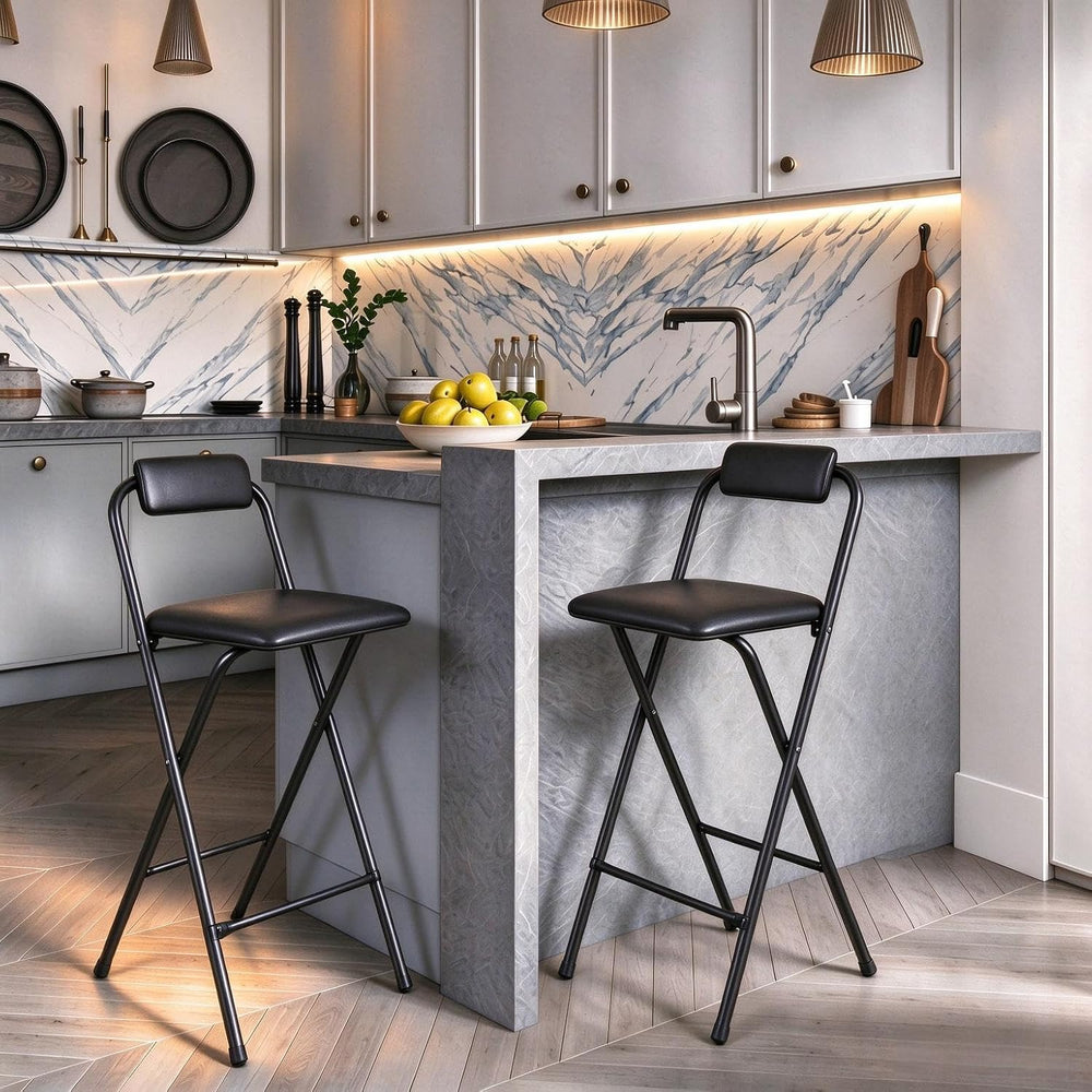 Folding Bar Stool with Back,1 Pcs Tall Foldable Stool 25.5 Inch Height
